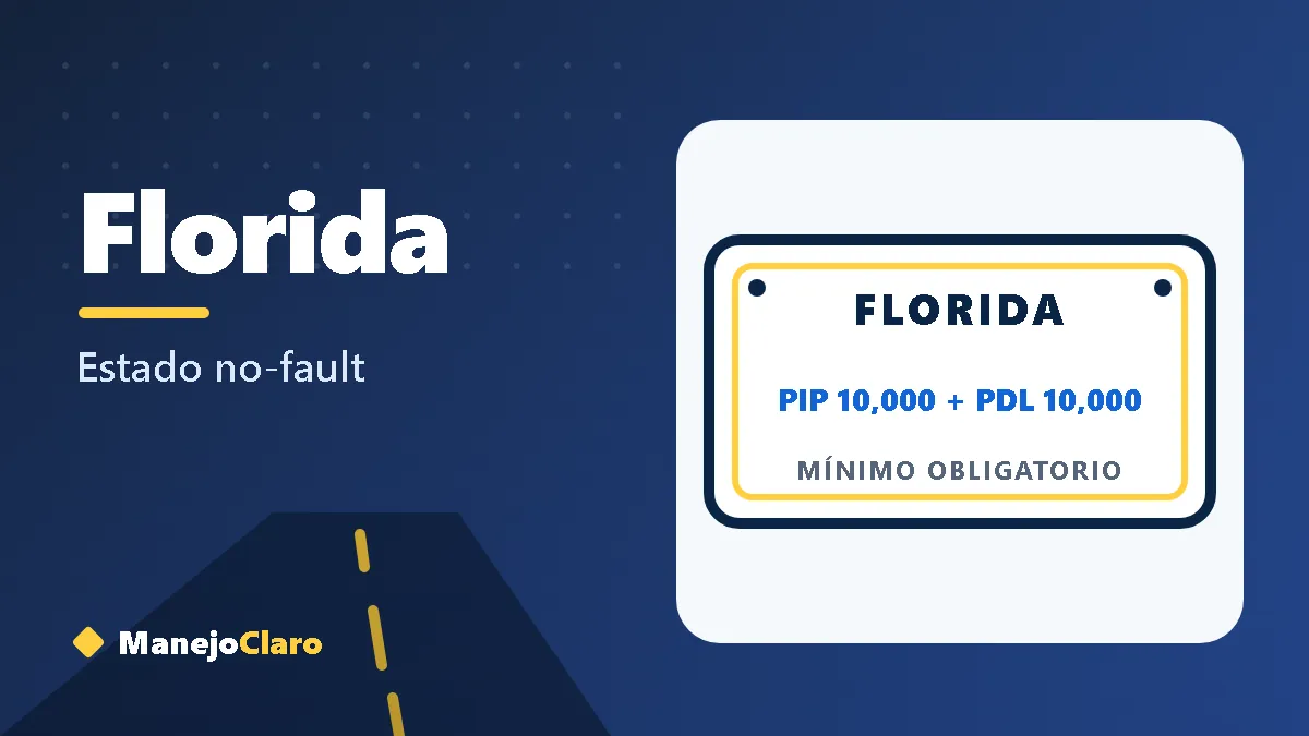 Placa ilustrada de Florida con el mínimo de aseguranza PIP y PDL Placa ilustrada de Florida con el mínimo de aseguranza PIP y PDL