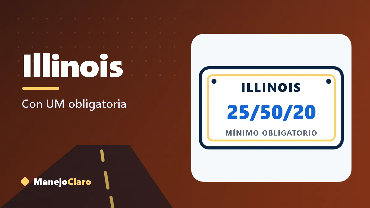 Placa ilustrada de Illinois con el mínimo de aseguranza 25/50/20 Placa ilustrada de Illinois con el mínimo de aseguranza 25/50/20