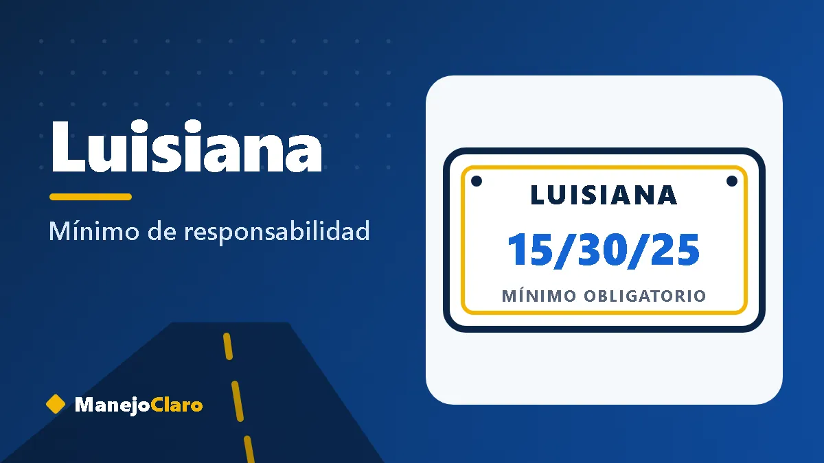 Placa ilustrada de Luisiana con el mínimo de aseguranza 15/30/25