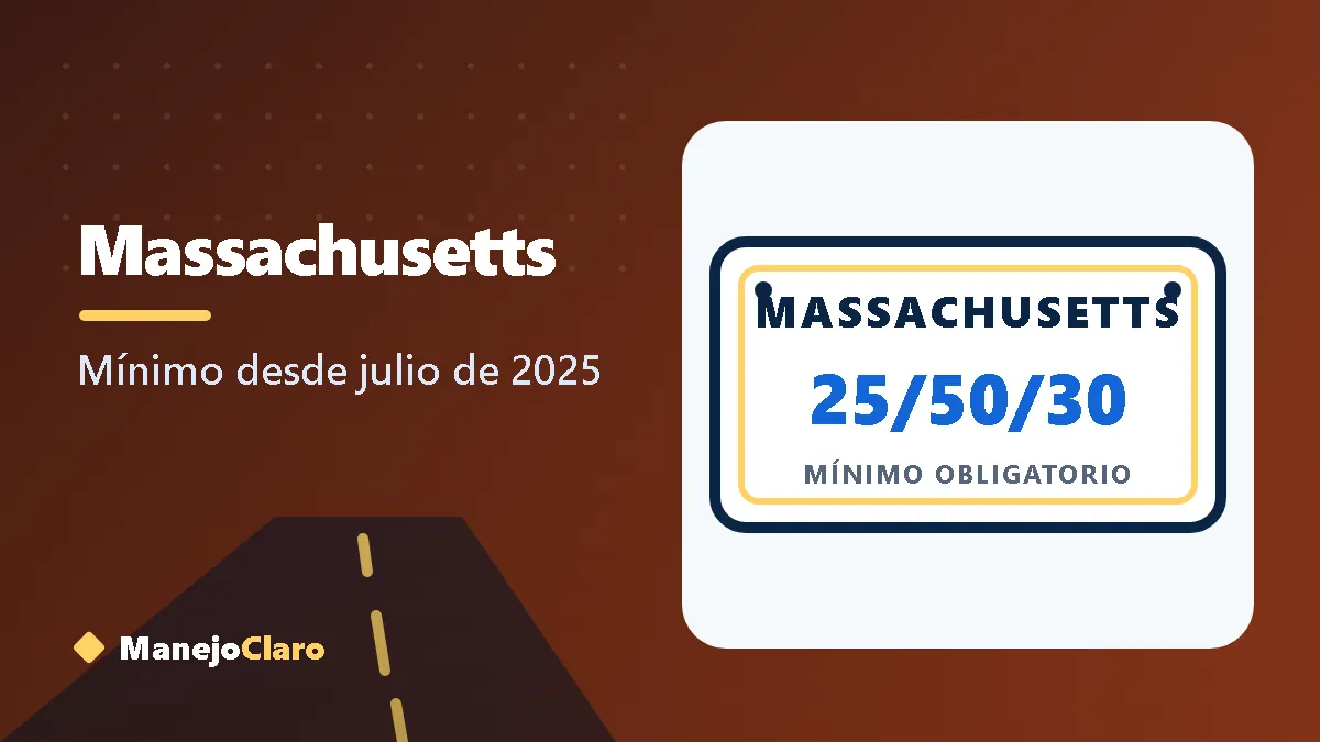 Placa ilustrada de Massachusetts con el mínimo de aseguranza 25/50/30 Placa ilustrada de Massachusetts con el mínimo de aseguranza 25/50/30
