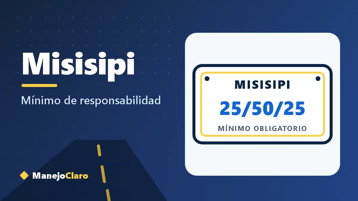 Placa ilustrada de Misisipi con el mínimo de aseguranza 25/50/25 Placa ilustrada de Misisipi con el mínimo de aseguranza 25/50/25