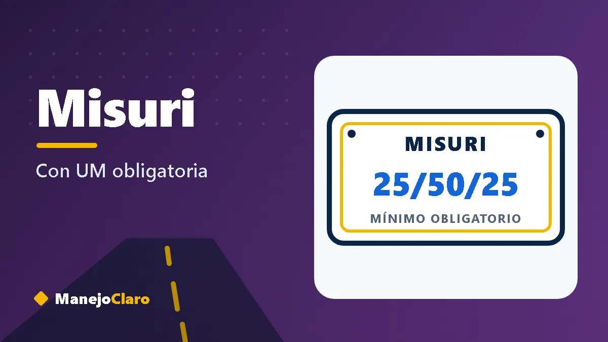 Placa ilustrada de Misuri con el mínimo de aseguranza 25/50/25 Placa ilustrada de Misuri con el mínimo de aseguranza 25/50/25