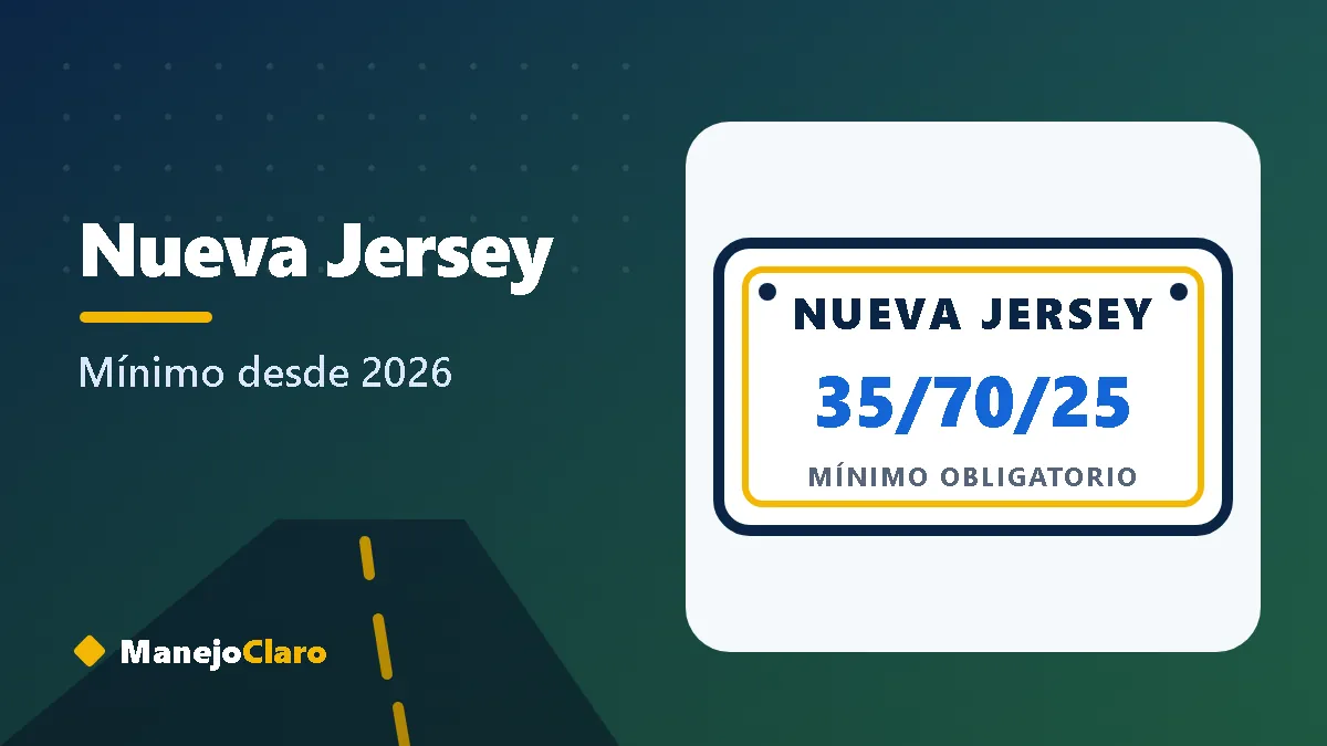 Placa ilustrada de Nueva Jersey con el mínimo de aseguranza 35/70/25 Placa ilustrada de Nueva Jersey con el mínimo de aseguranza 35/70/25