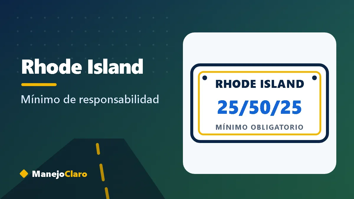 Placa ilustrada de Rhode Island con el mínimo de aseguranza 25/50/25 Placa ilustrada de Rhode Island con el mínimo de aseguranza 25/50/25