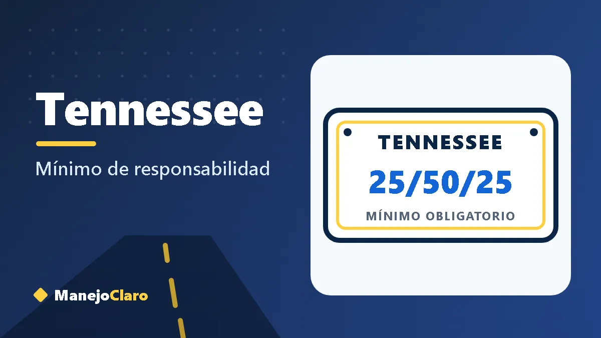 Placa ilustrada de Tennessee con el mínimo de aseguranza 25/50/25