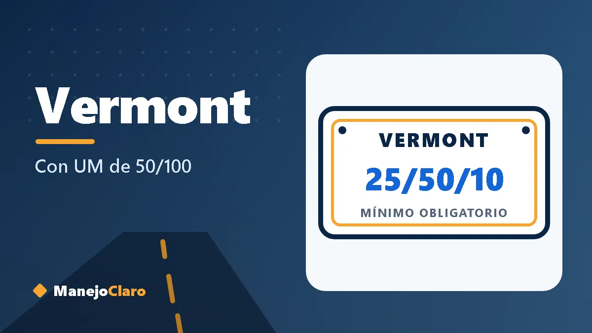 Placa ilustrada de Vermont con el mínimo de aseguranza 25/50/10 Placa ilustrada de Vermont con el mínimo de aseguranza 25/50/10