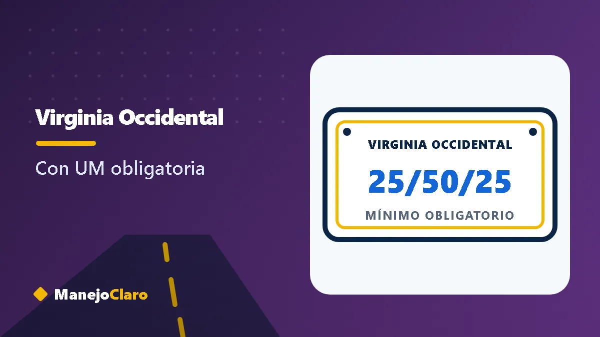 Placa ilustrada de Virginia Occidental con el mínimo de aseguranza 25/50/25 Placa ilustrada de Virginia Occidental con el mínimo de aseguranza 25/50/25