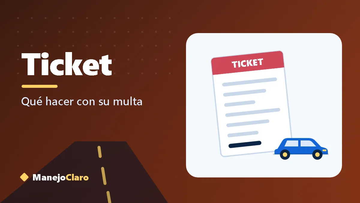 Ilustración de una multa de tránsito (ticket) junto a un auto detenido Ilustración de una multa de tránsito (ticket) junto a un auto detenido