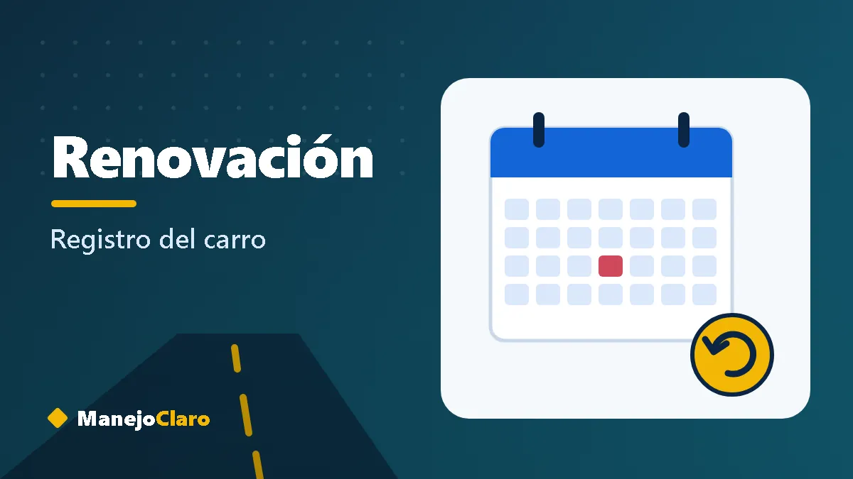 Ilustración de un calendario junto a una placa de carro que representa la renovación del registro