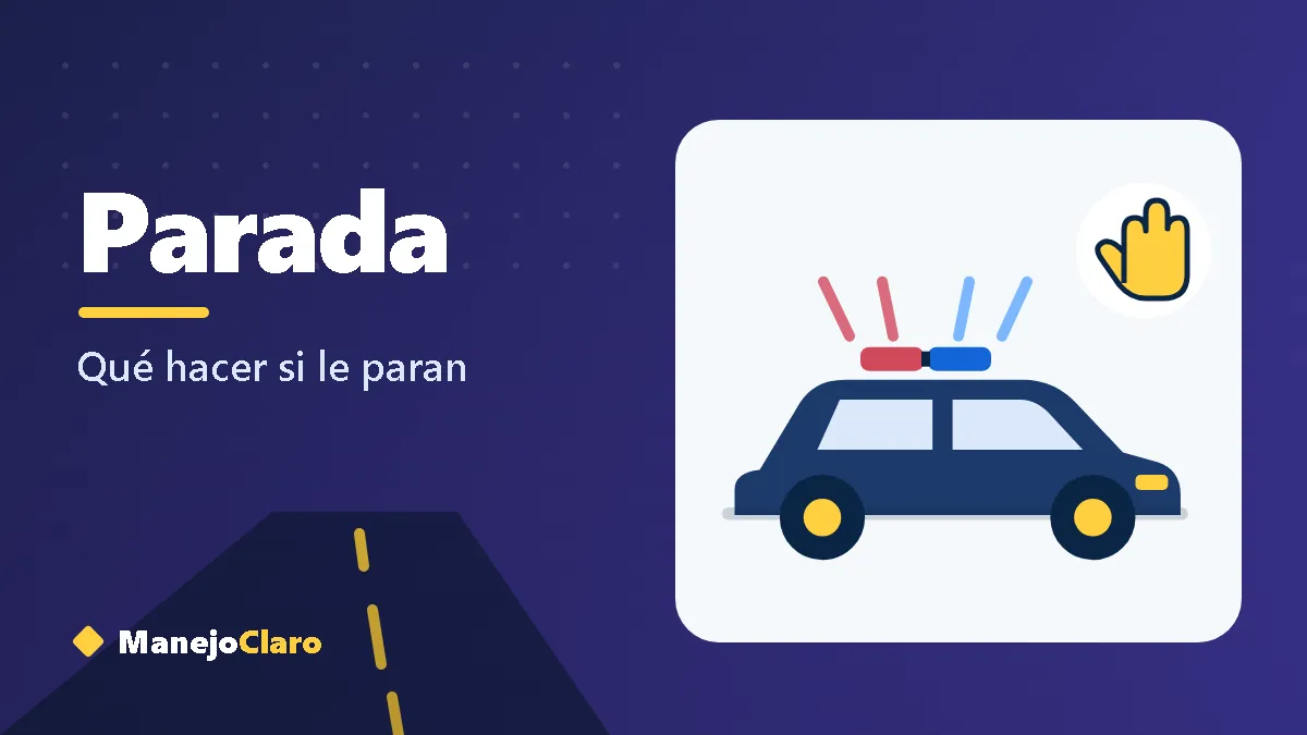Ilustración de un carro con luces de policía y una mano levantada que indica alto Ilustración de un carro con luces de policía y una mano levantada que indica alto
