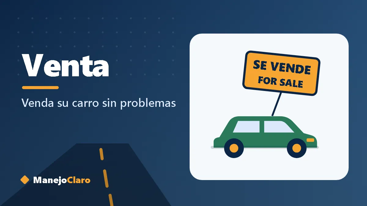 Ilustración de un carro con un cartel de venta